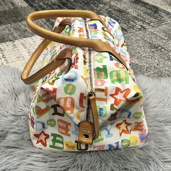 Authentic Dooney & Bourne Signature Logo Multicolor Canvas Duffle Style Bag - Picture 2 of 16